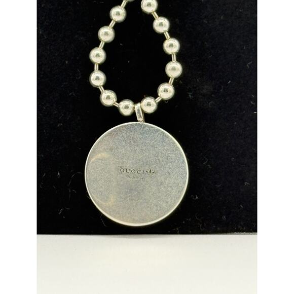 Gucci x adidas Enamel Boule Pendant Necklace*925 Sterling Silver! Unisex! BLUE - Picture 4 of 5
